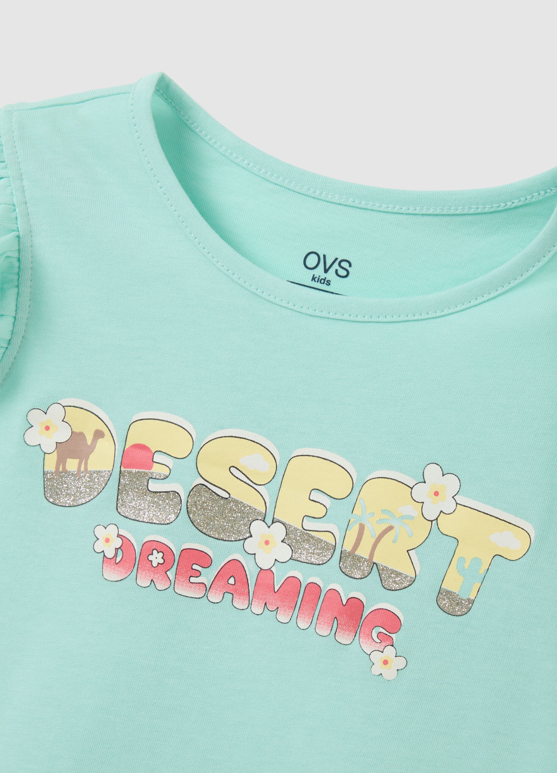 Girls' multicolour pure cotton regular fit T-shirt with prints