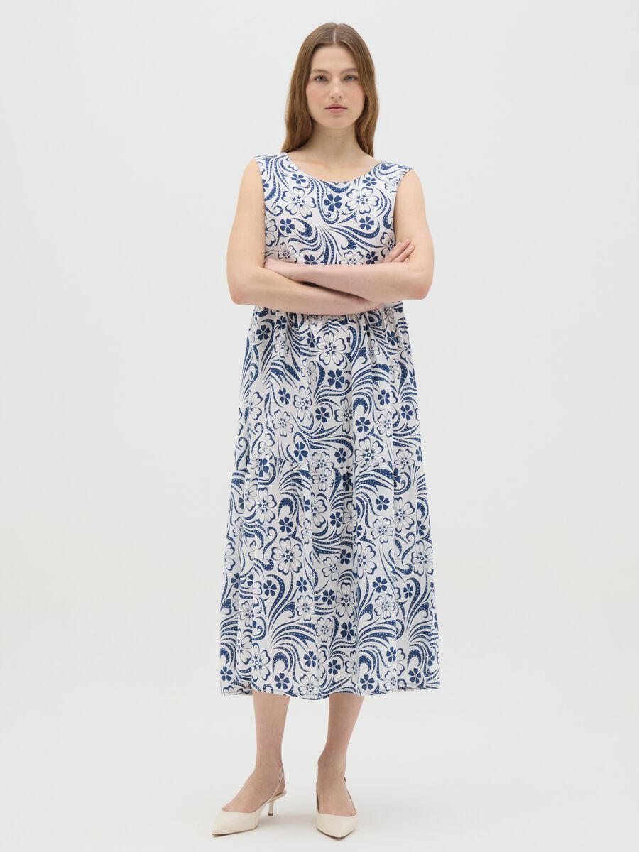 Abito lungo da donna in puro viscosa multicolor regular fit_0