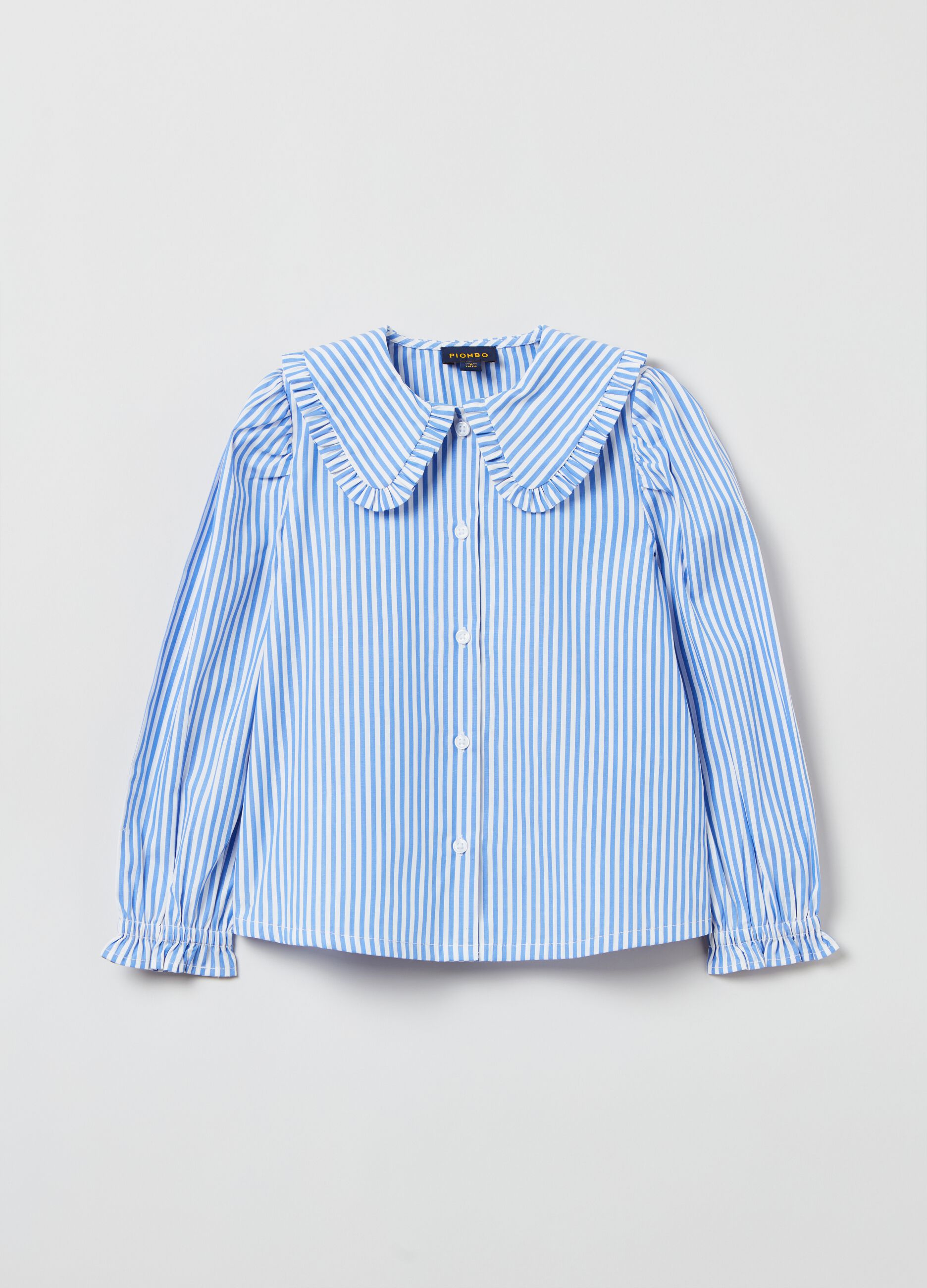 Camicia in cotone con fantasia a righe_0