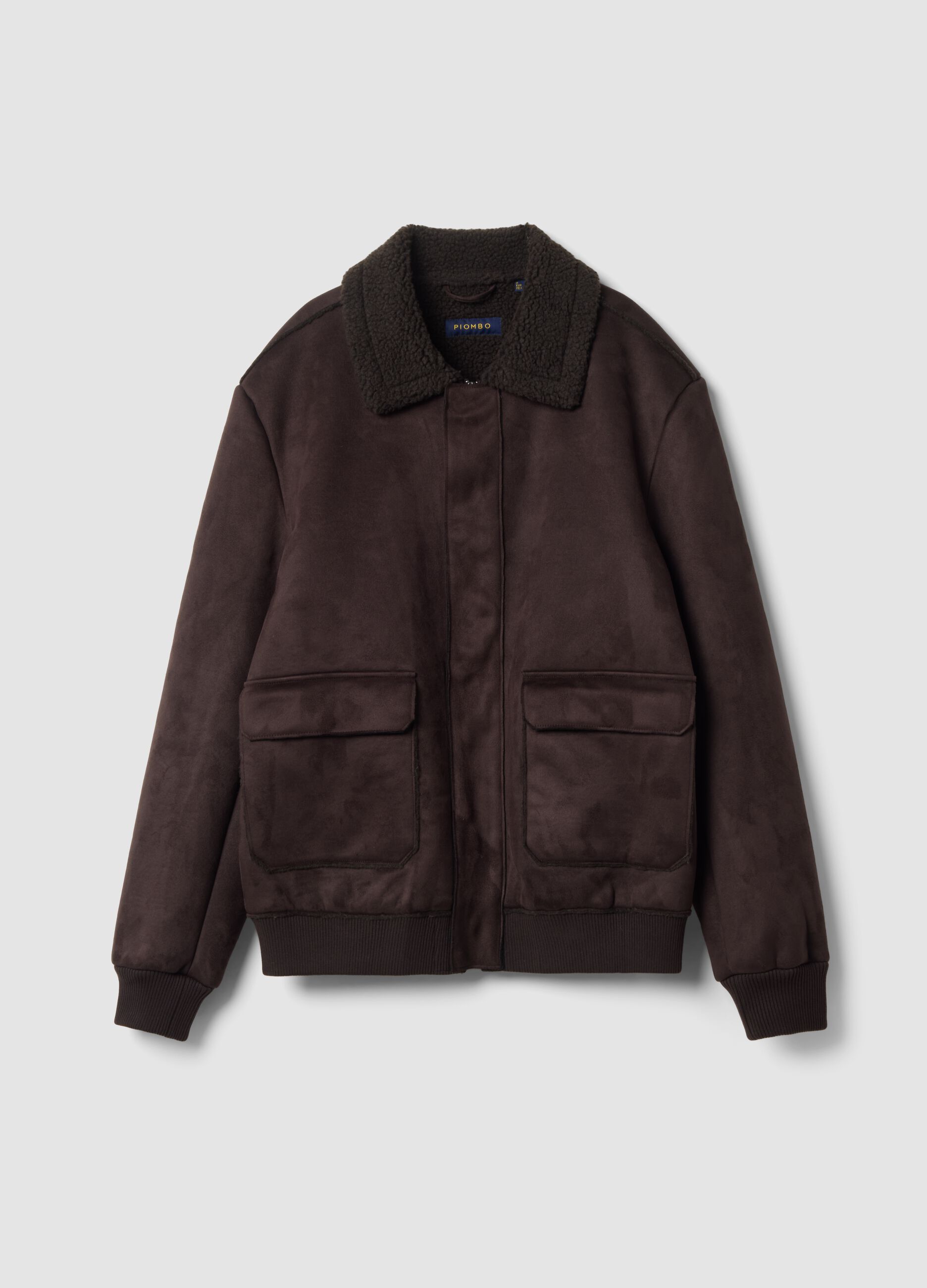 Giubbotto marrone scuro regular fit con collo effetto