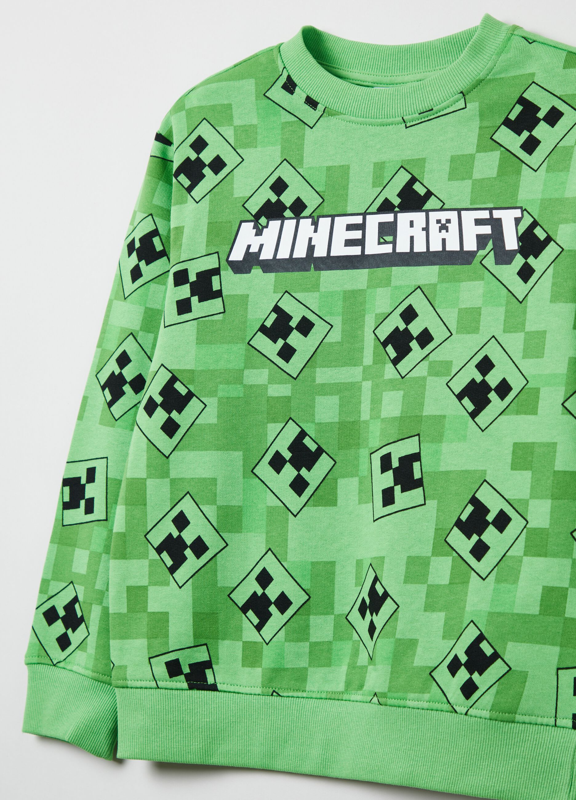 Felpa in cotone con stampa Minecraft Verde OVS KIDS da Bambino OVS