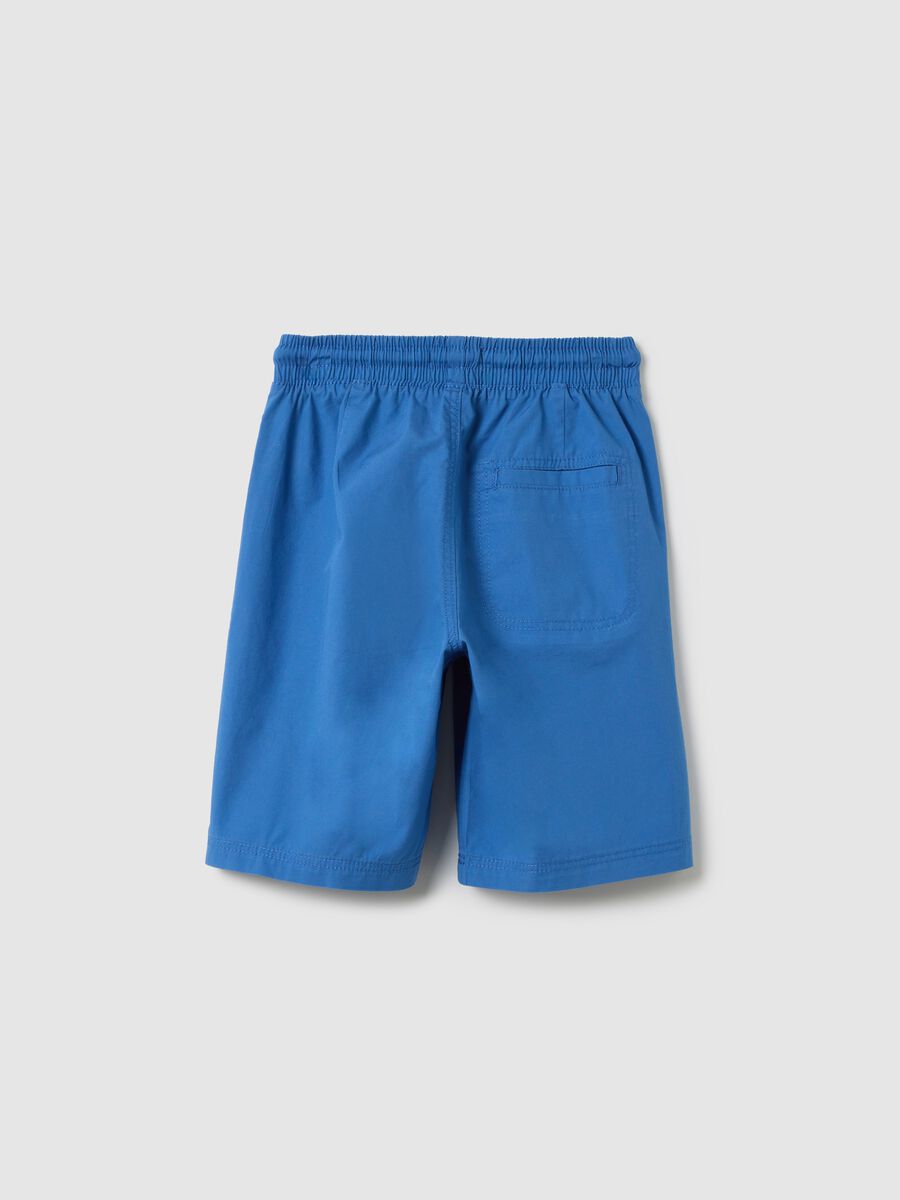 Light blue shorts in cotton with drawstring_1
