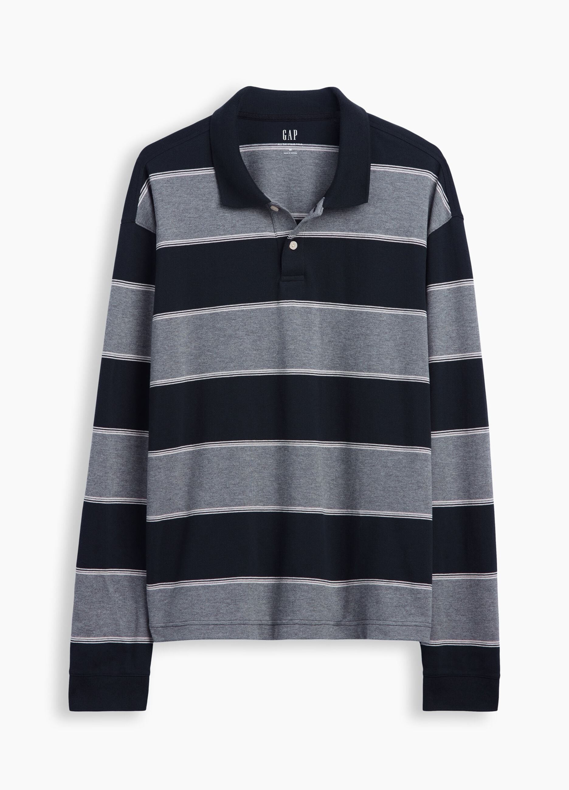 Light grey striped stretch cotton polo