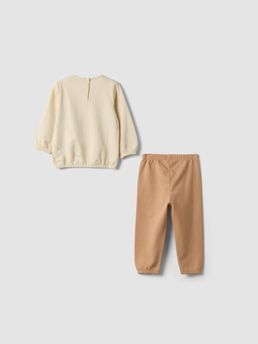 Beige pure organic cotton crew-neck pyjamas_1
