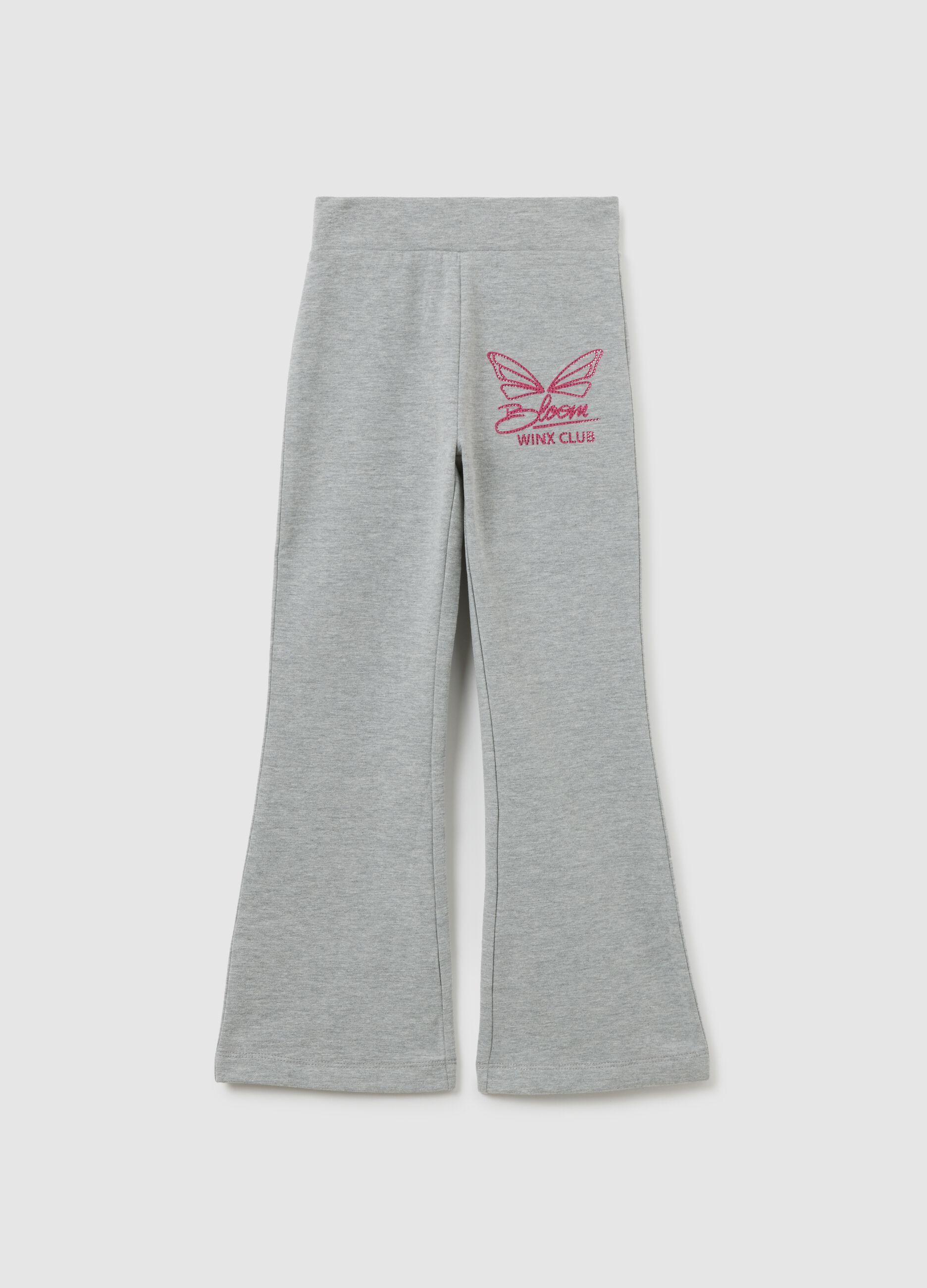 Grey cotton girls' leggings with Winx print