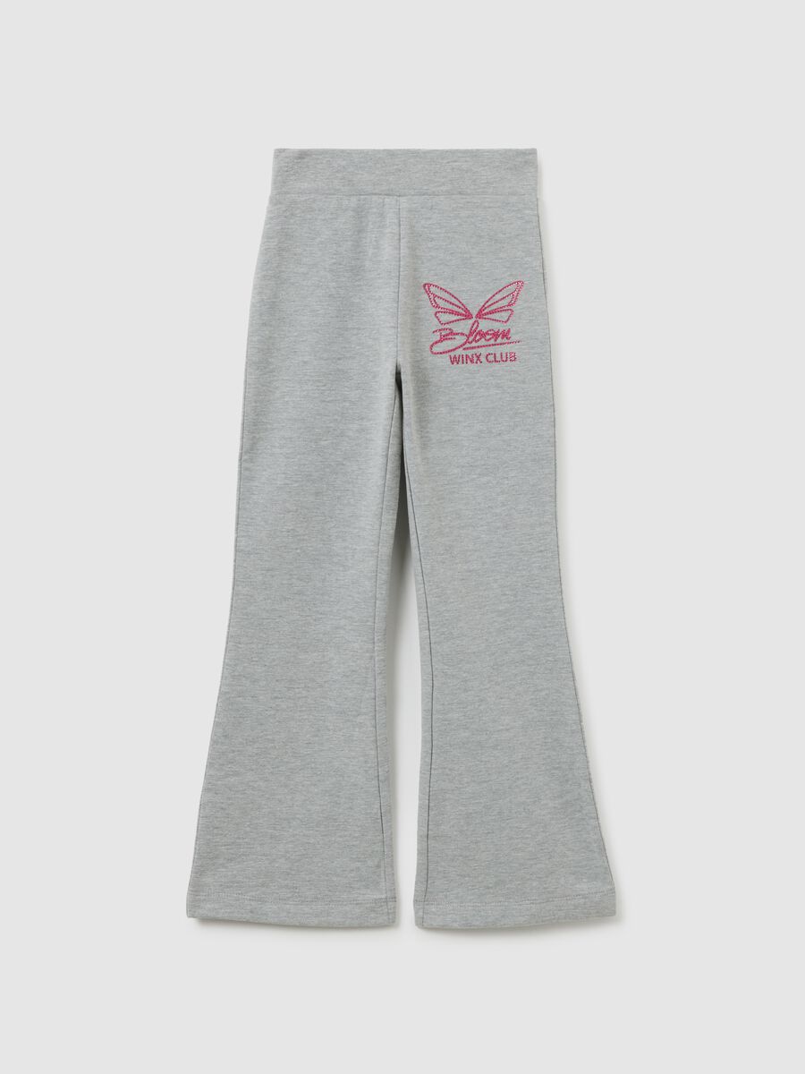 Leggings grigi da bambina in cotone con stampa Winx_0