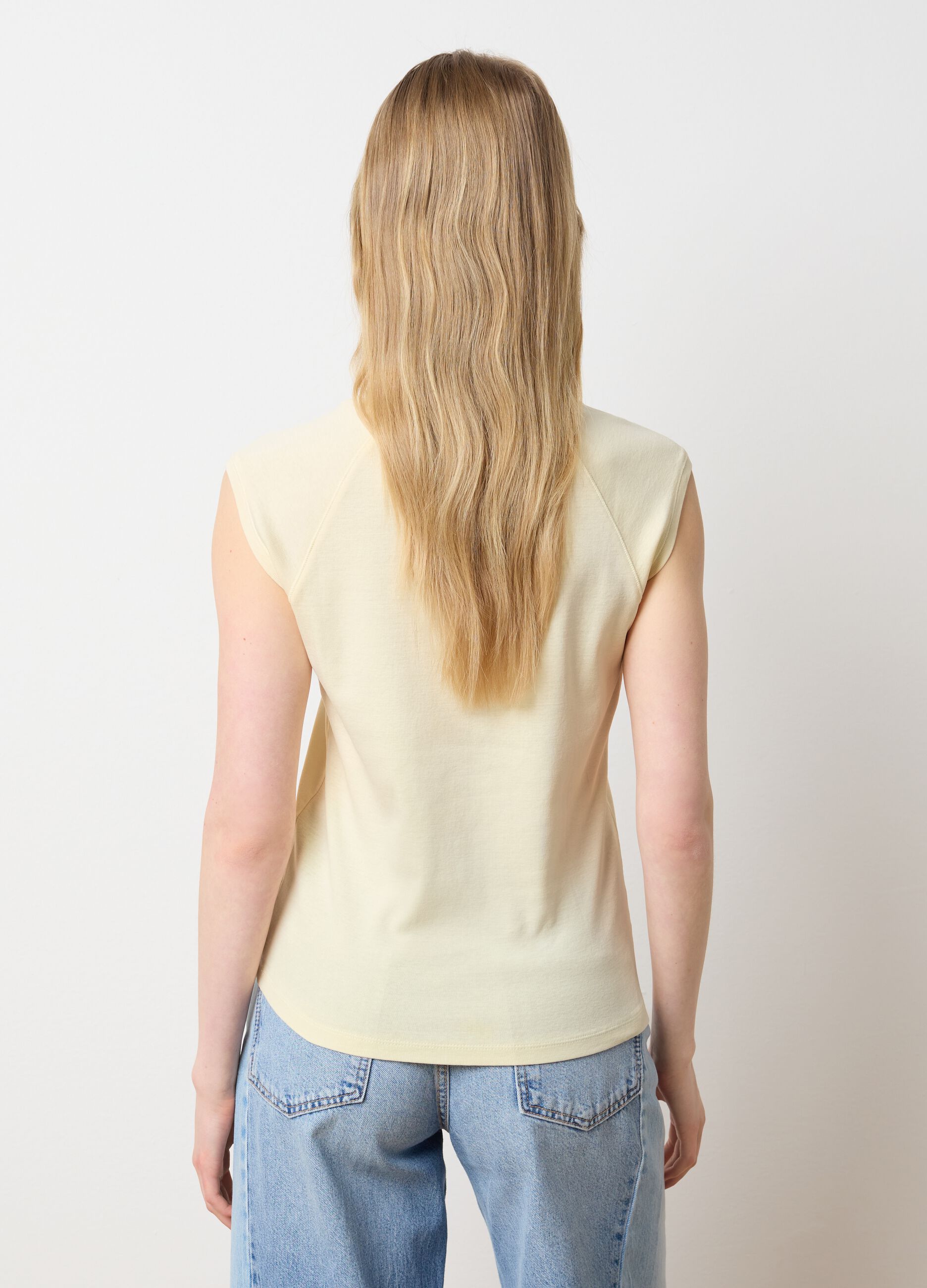 Women's yellow fitted pure cotton vest