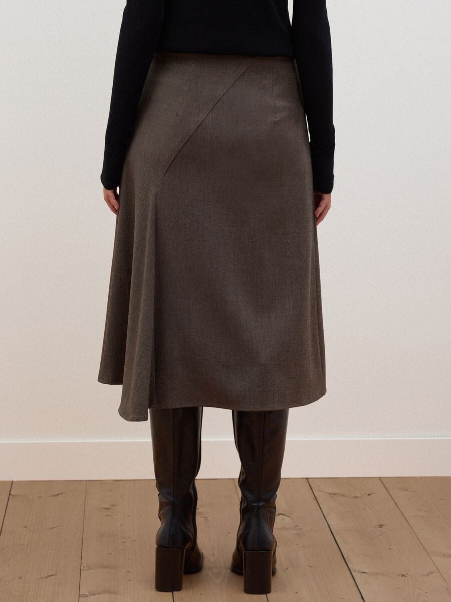 Brown stretch viscose skirt with lining_3