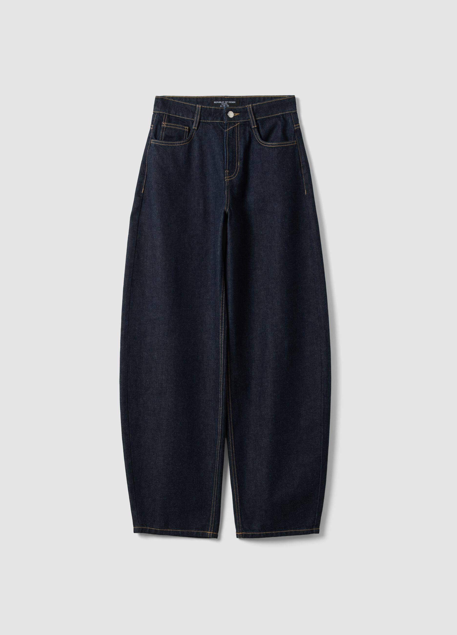 Jeans lavaggio scuro denim in puro cotone barrel fit