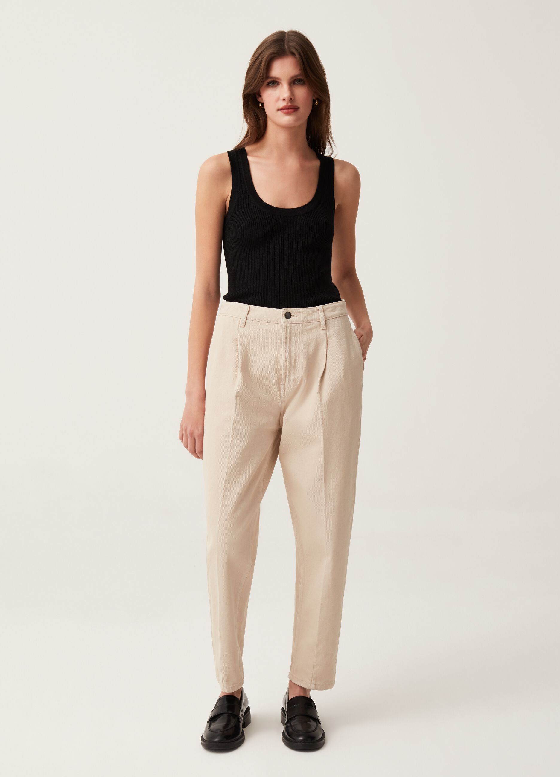 Tank top con lurex a costine_1