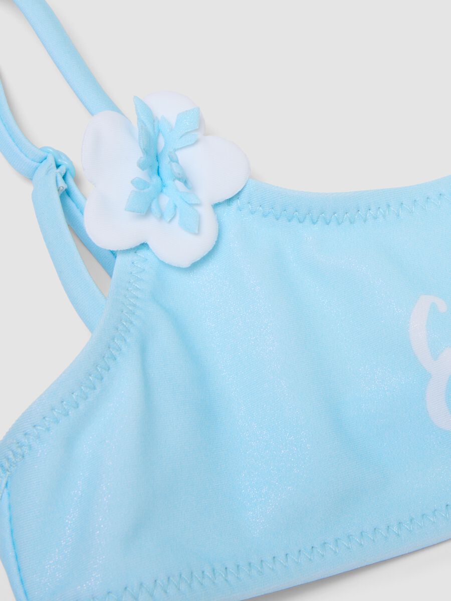 Bikini azzurro in tessuto elasticizzato con stampa Frozen per bambina_2