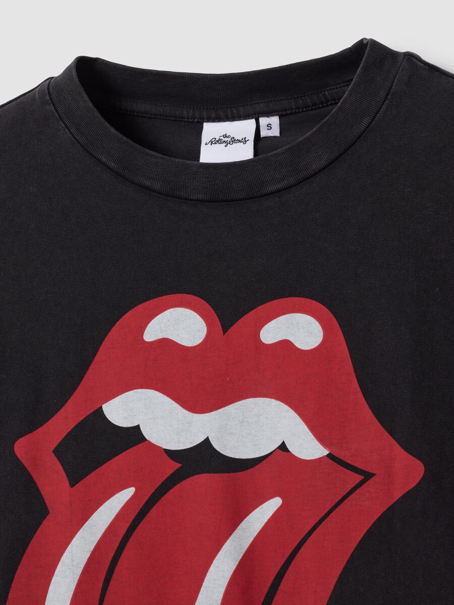 Black pure cotton T-shirt with The Rolling Stones print_6