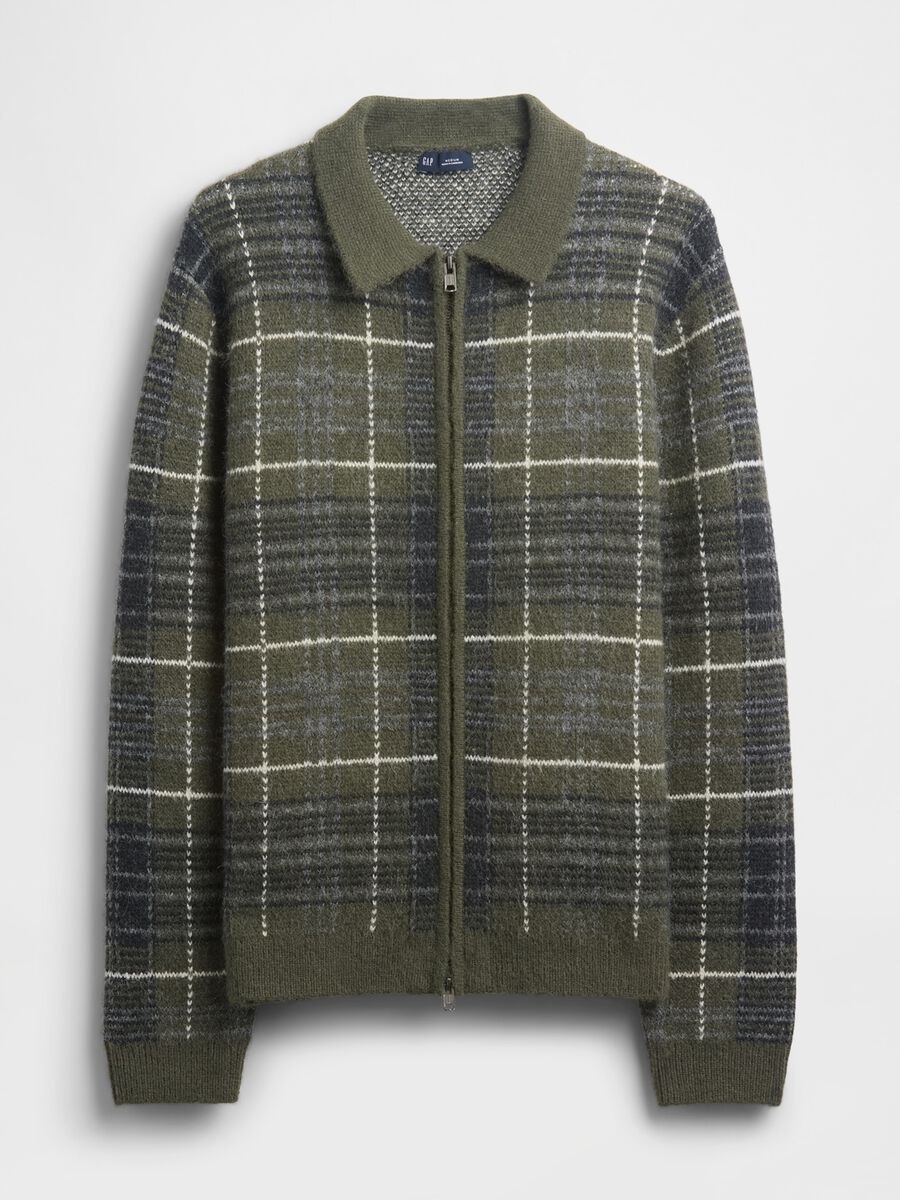 Green Checkered Sweater in Wool and Alpaca Blend_3