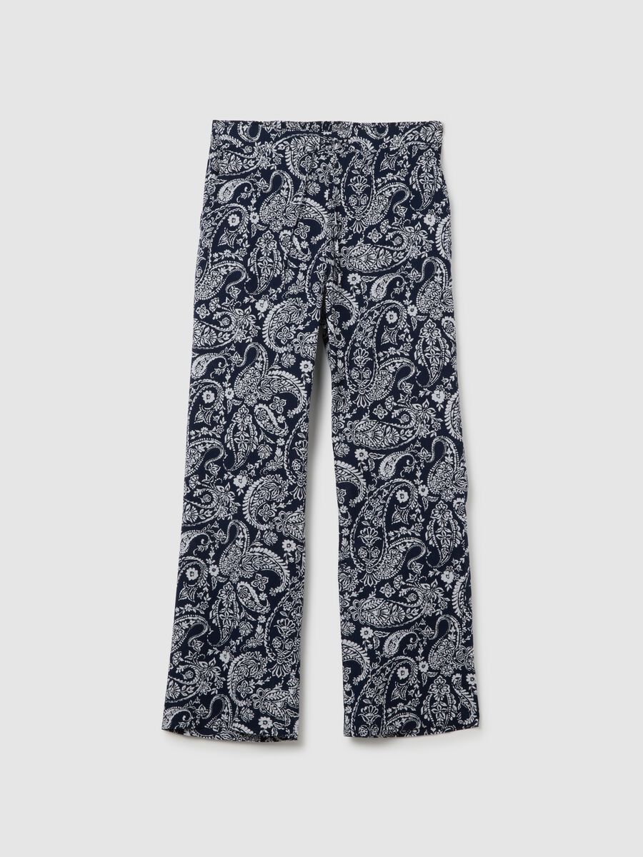 Pure cotton multicoloured flared women's trousers_0