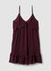 Purple mini dress with ruffles and plunging neckline_4