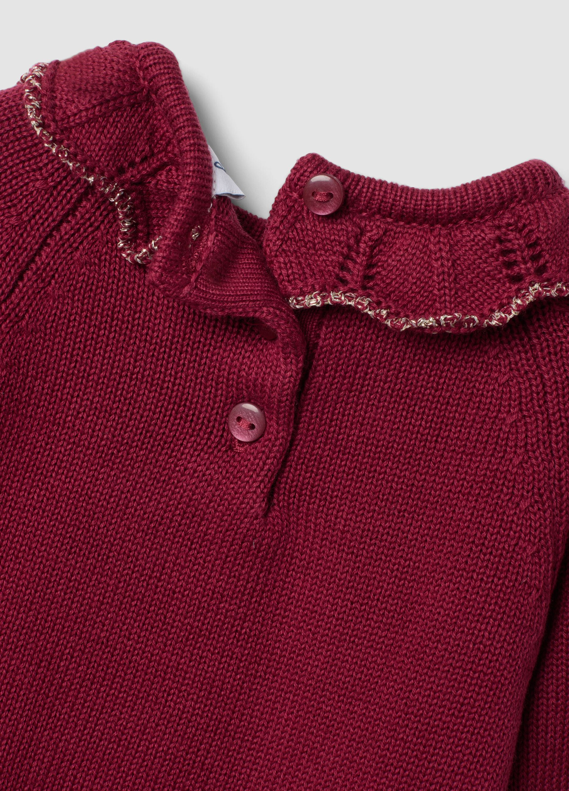 Completo rosa in puro cotone organico con colletto volant