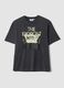 Grey cropped pure cotton T-shirt with "The Exorcist" print, regular fit_0