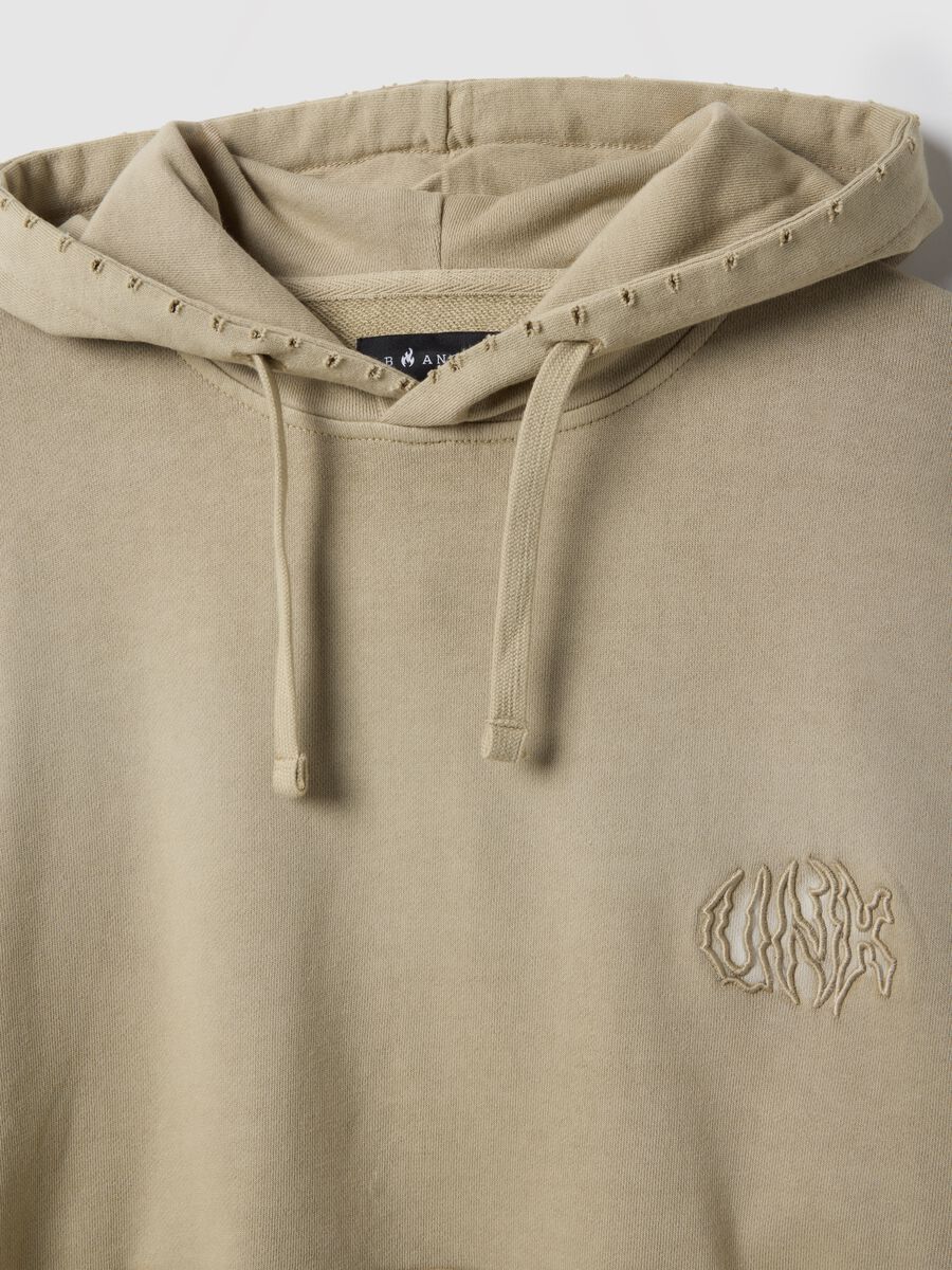 Oversized fit beige cotton blend hoodie_1
