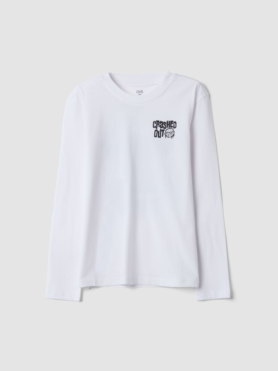 T-shirt bianca in puro cotone organico relaxed fit con stampa_3