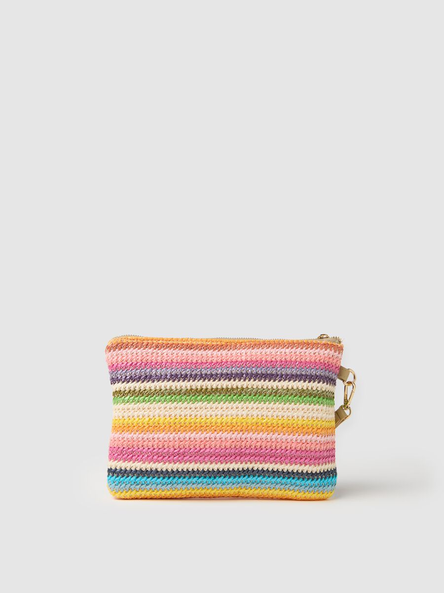 Multicolour striped clutch with strap_1