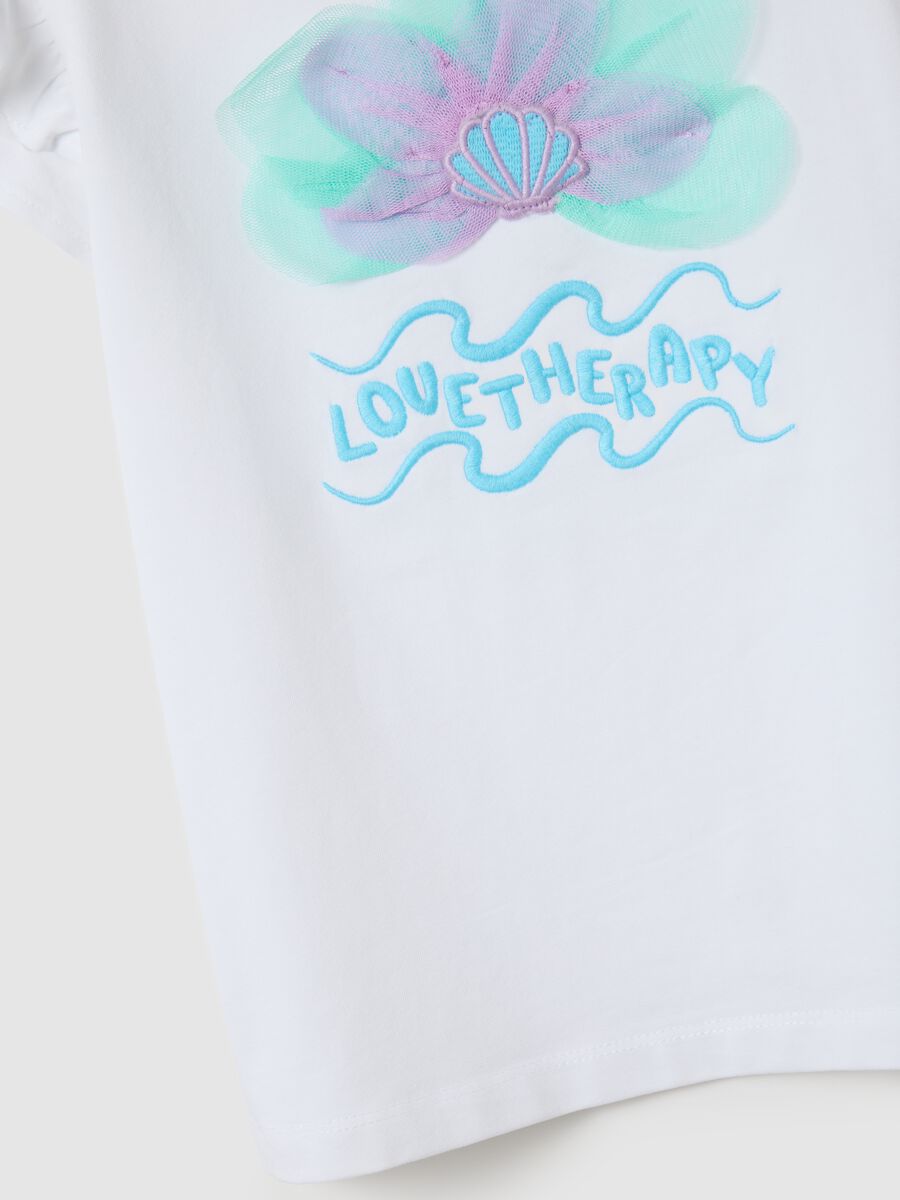 Girls' white stretchy cotton T-shirt_3