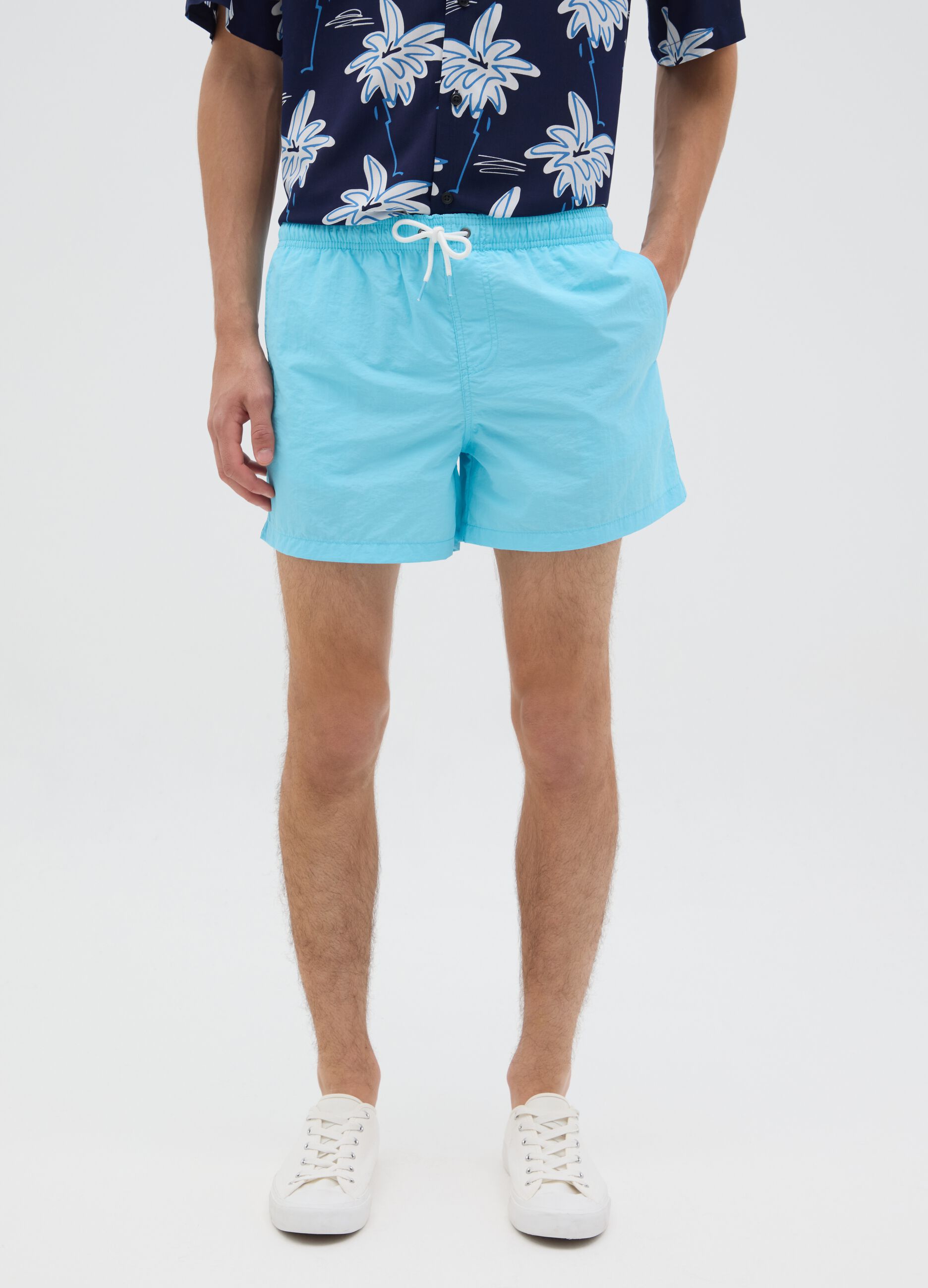 Men's regular fit light blue swim boxers
