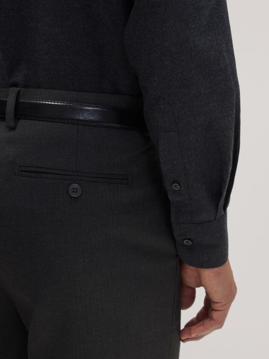 Grey pure cotton twill shirt, regular fit_2