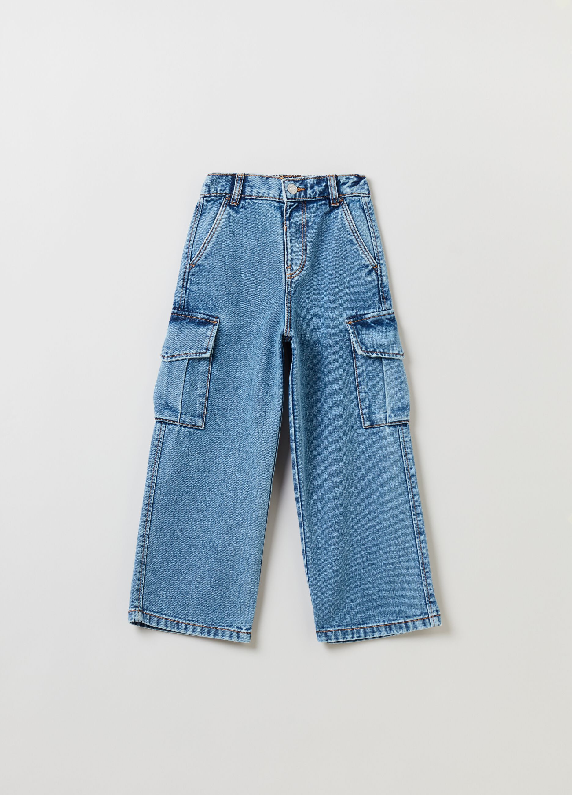 Jeans cargo a gamba larga