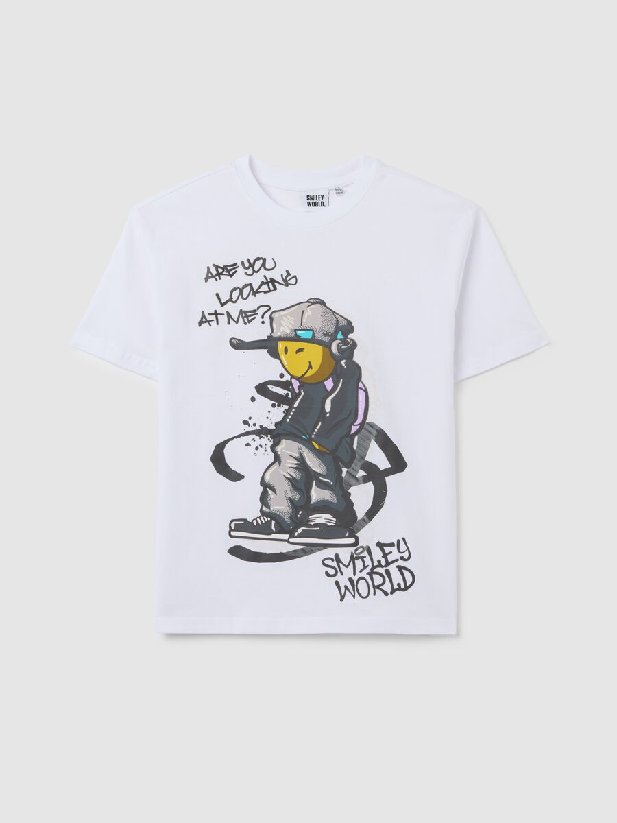 T-shirt da ragazzo in puro cotone bianca regular fit con stampa_3