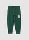 Children's green regular fit jogger trousers in pure cotton_0