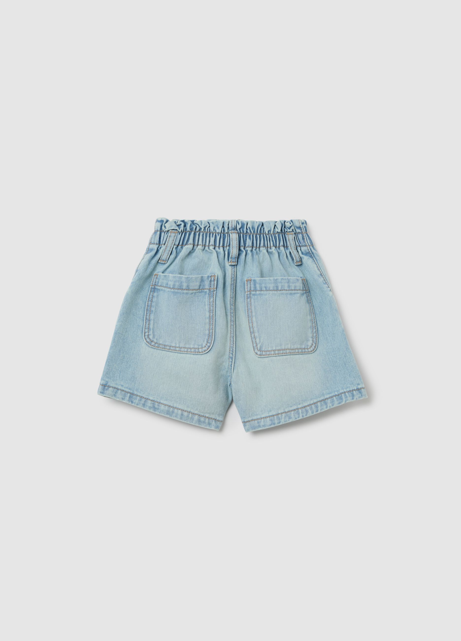 Light denim shorts for girls in pure cotton