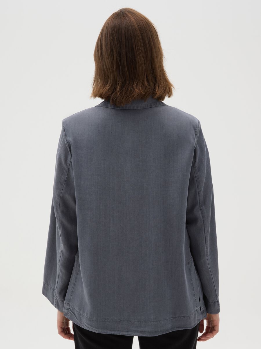 Women's grey regular fit blazer in pure Lyocell_3