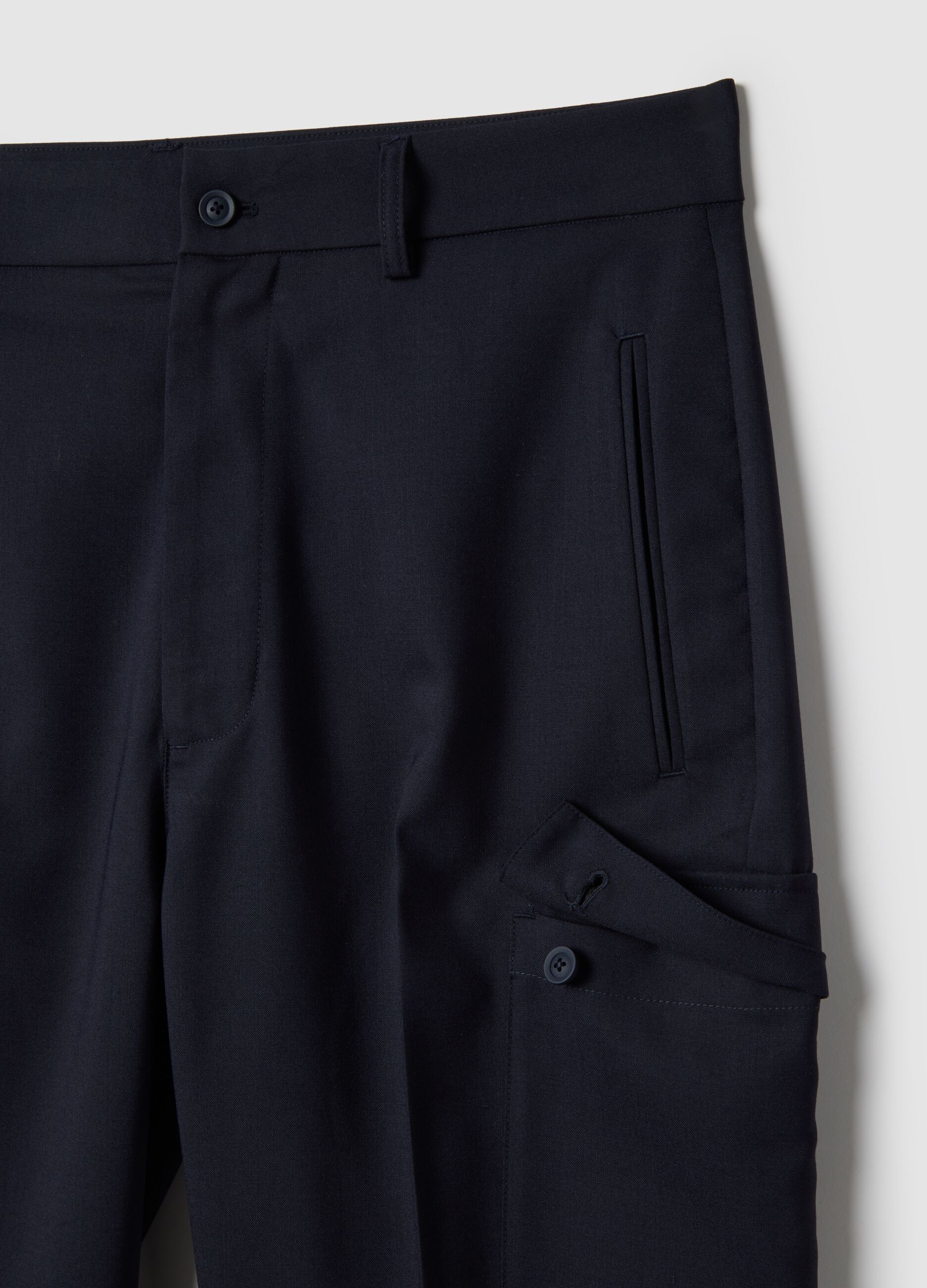 Stylish Blue Regular Fit Cargo Trousers