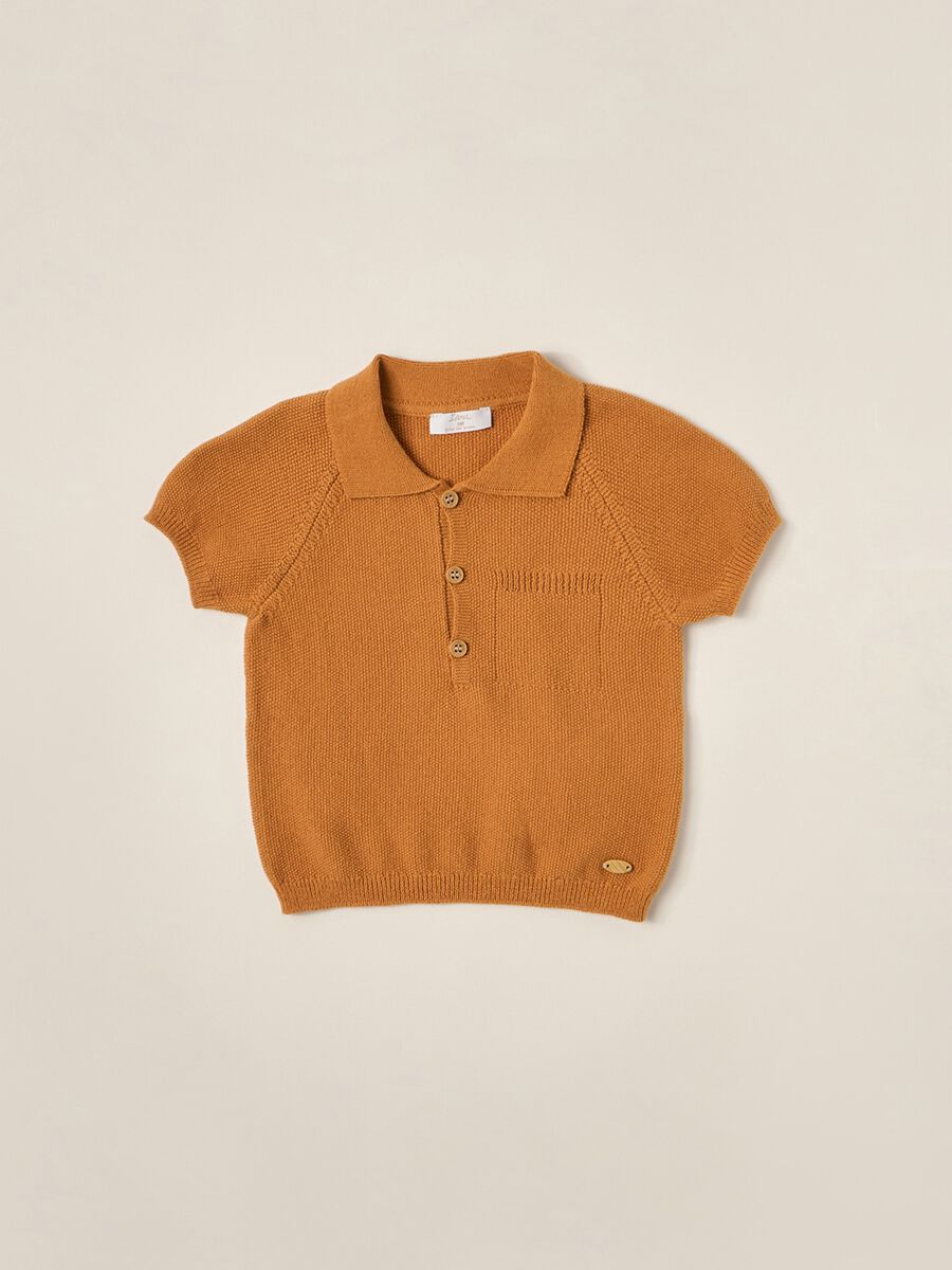 IANA newborn boy knit polo shirt in 100% cotton_0