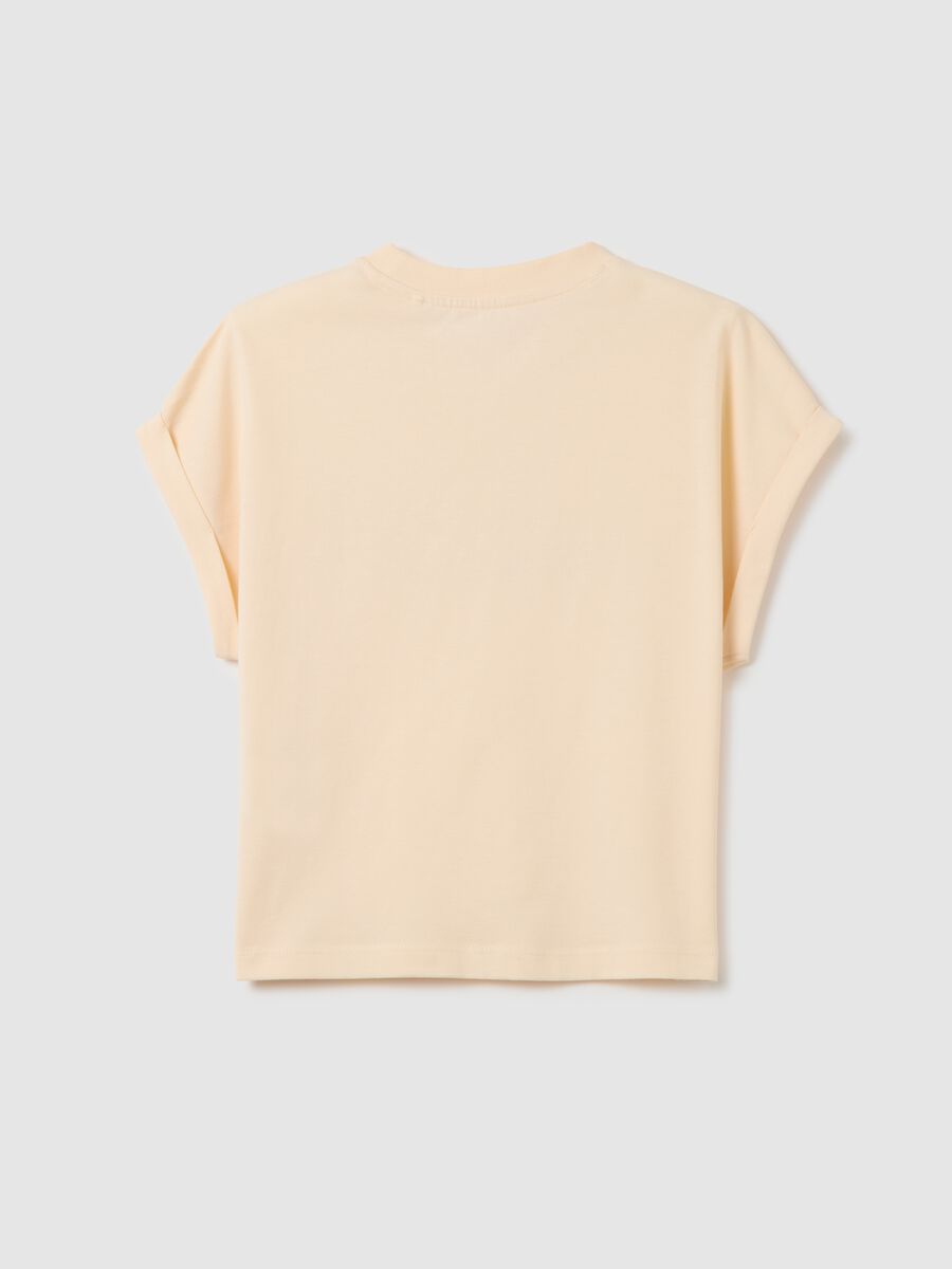 T-shirt da ragazze in puro cotone beige boxy fit_1