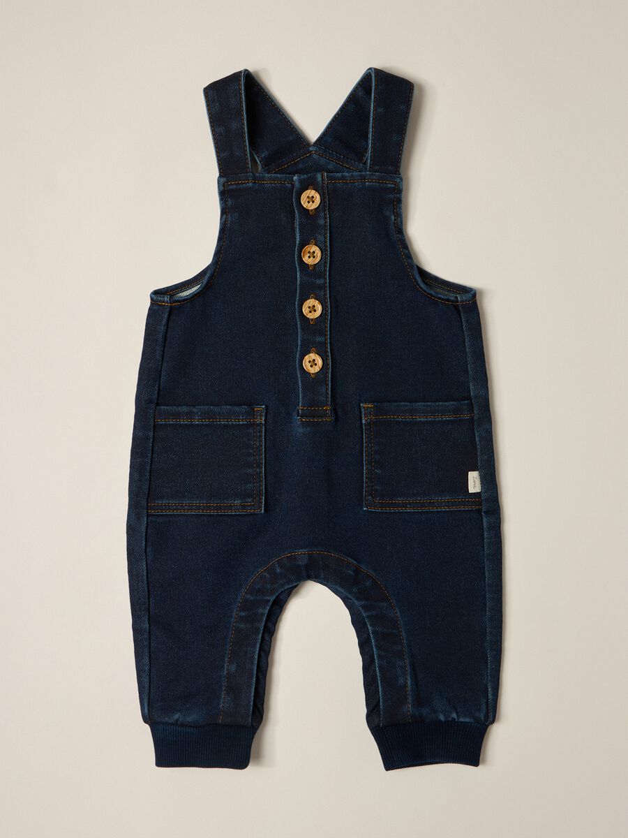 IANA Baby French Terry Denim Dungarees_0