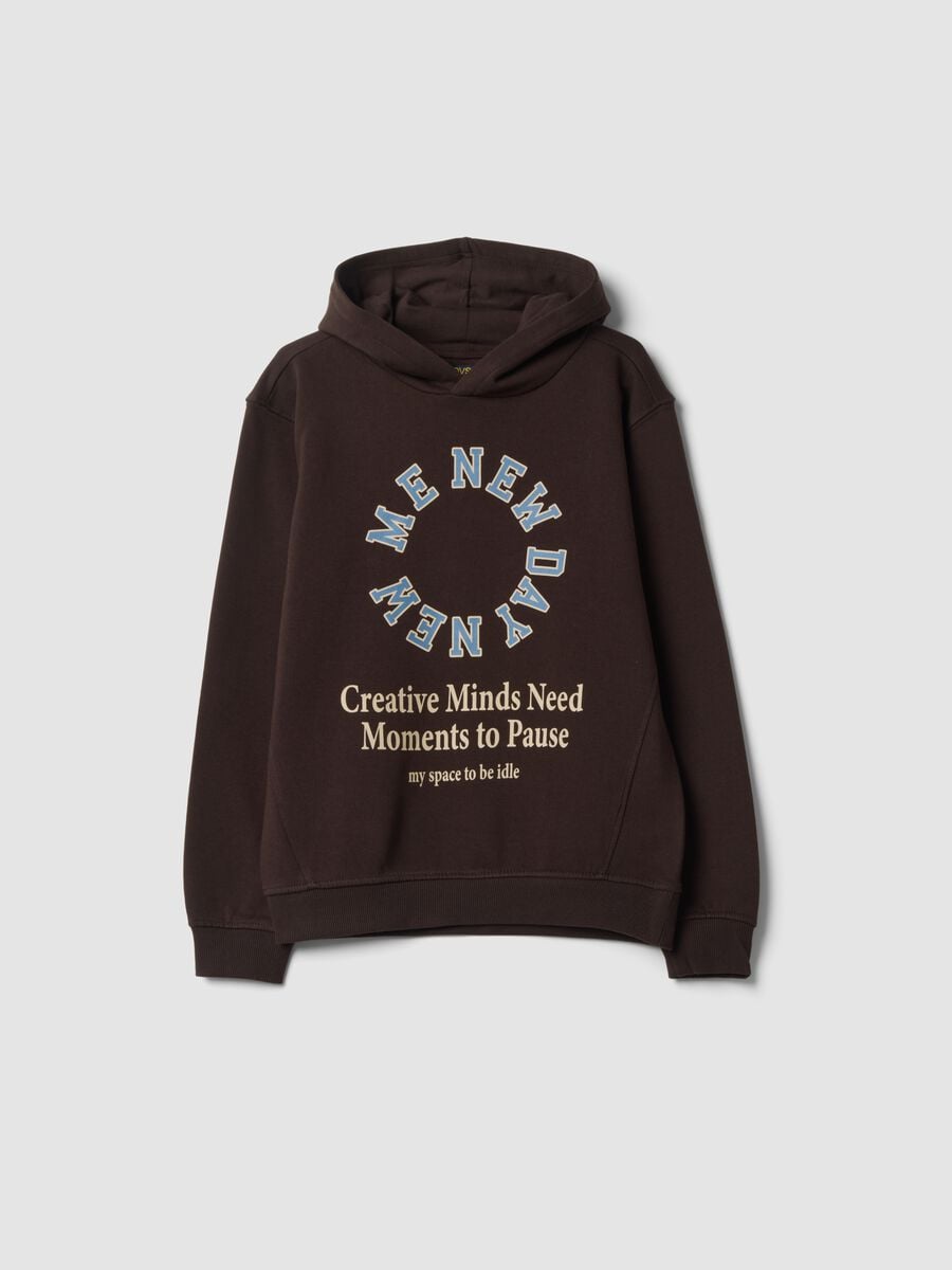 Dark brown pure cotton hoodie sweatshirt_0
