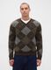 Diamond-patterned brown sweater in wool and alpaca blend_0
