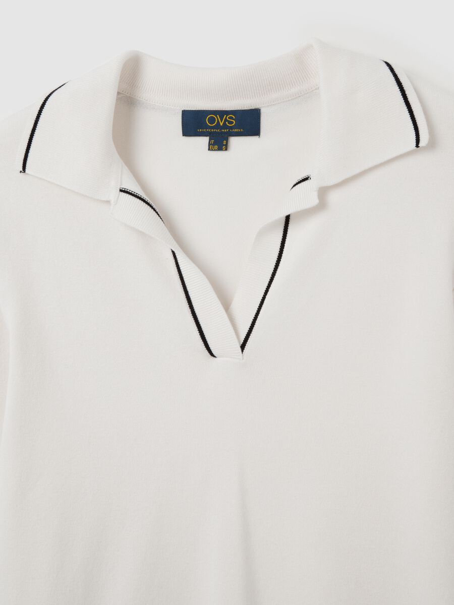 White Polo Sweater in Viscose Blend_5