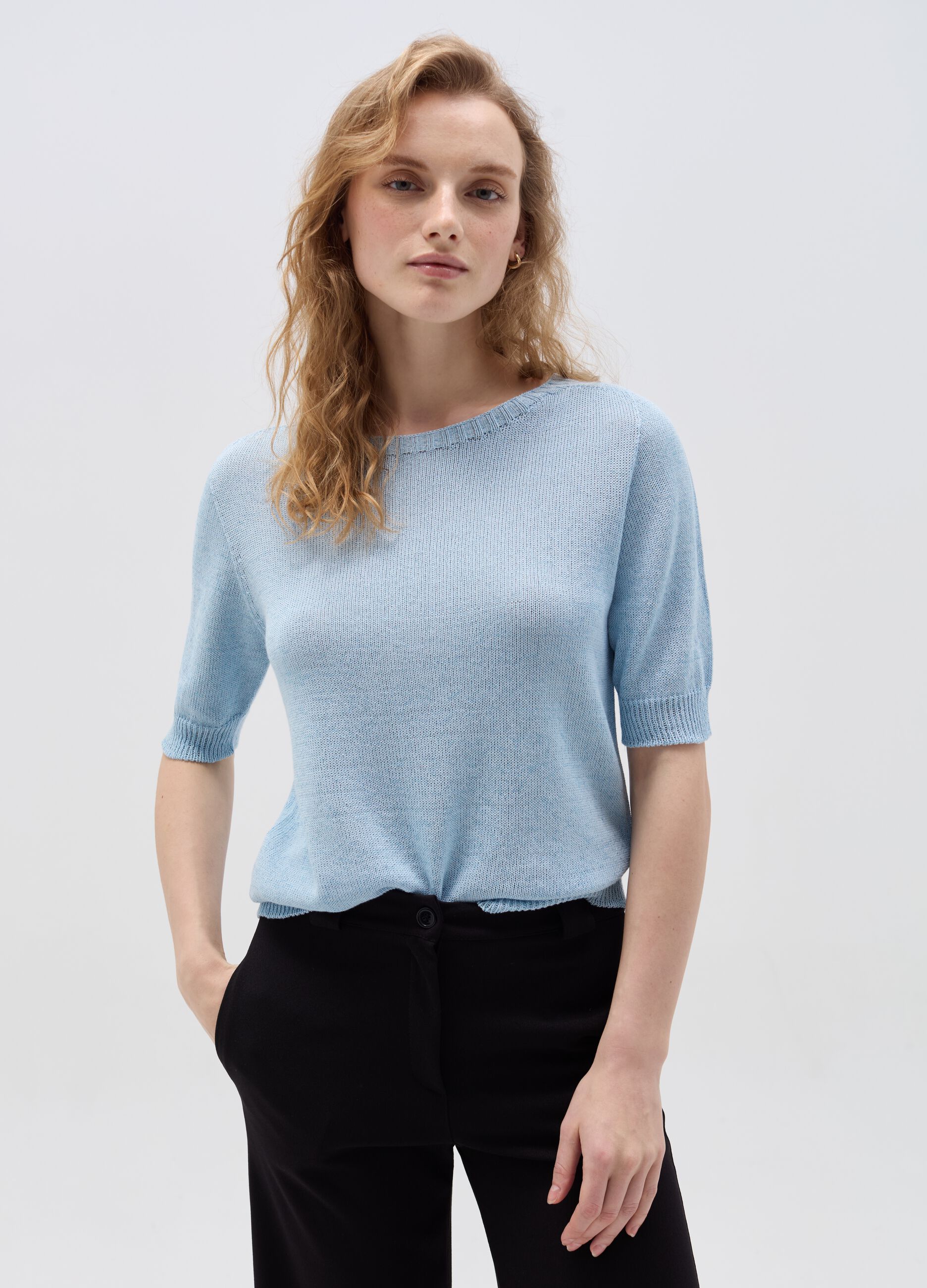 Lurex top with short sleeves