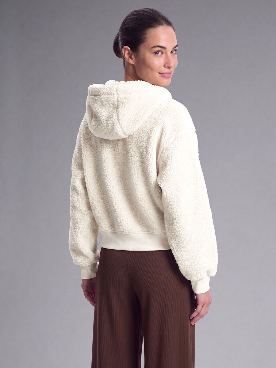 Beige crew-neck teddy-effect sweatshirt_3
