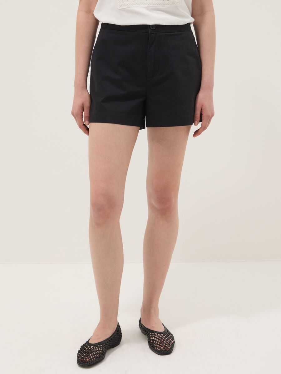 Black pure cotton shorts_1