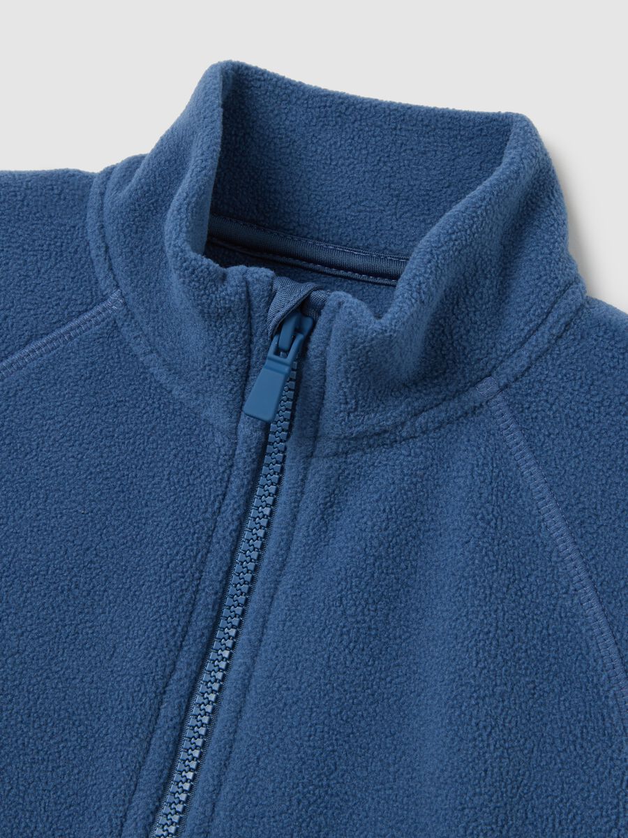 Child's blue fleece with high collar and full zip, over fit_2