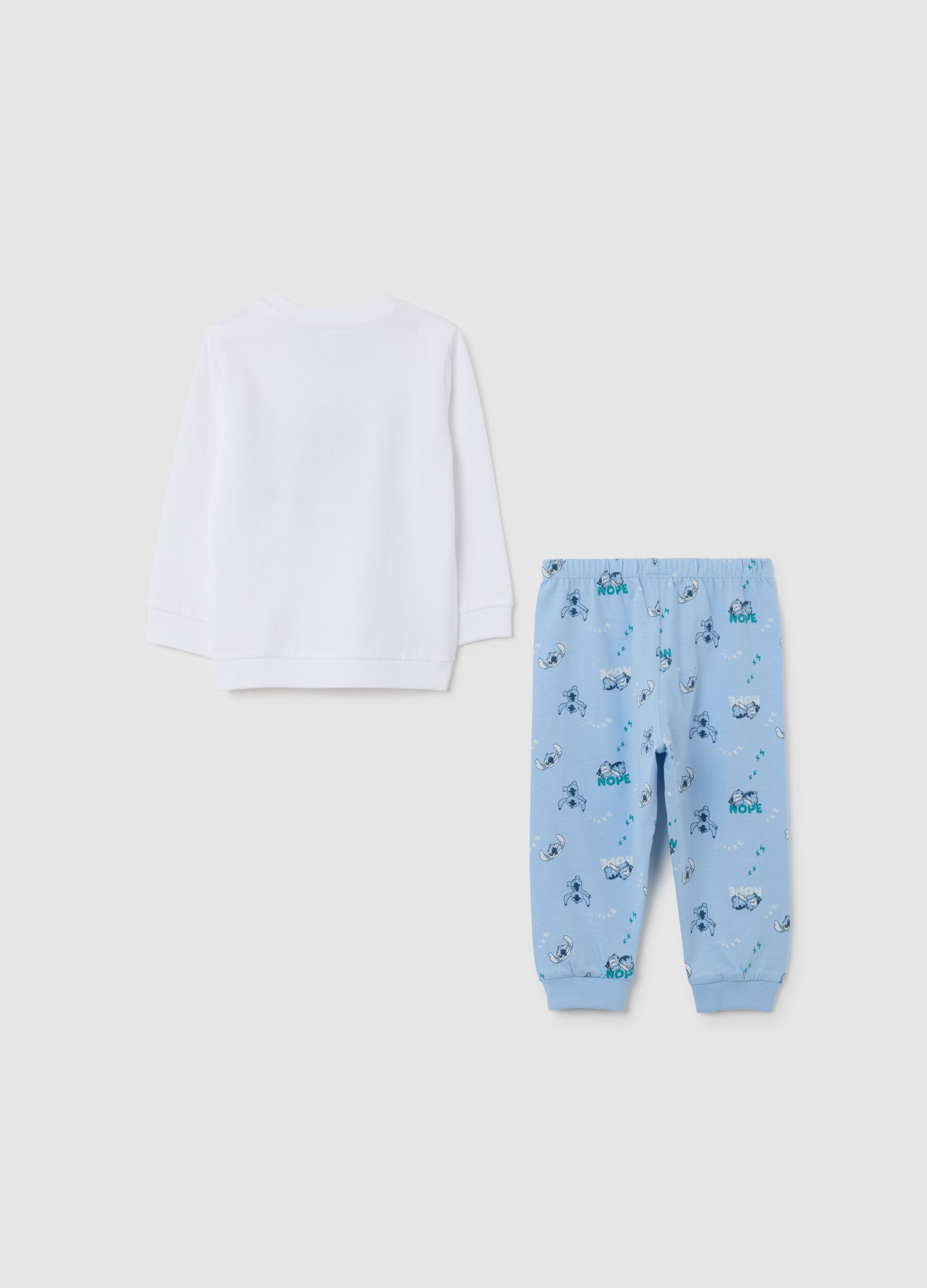 Kids' pyjama set in pure white and blue cotton