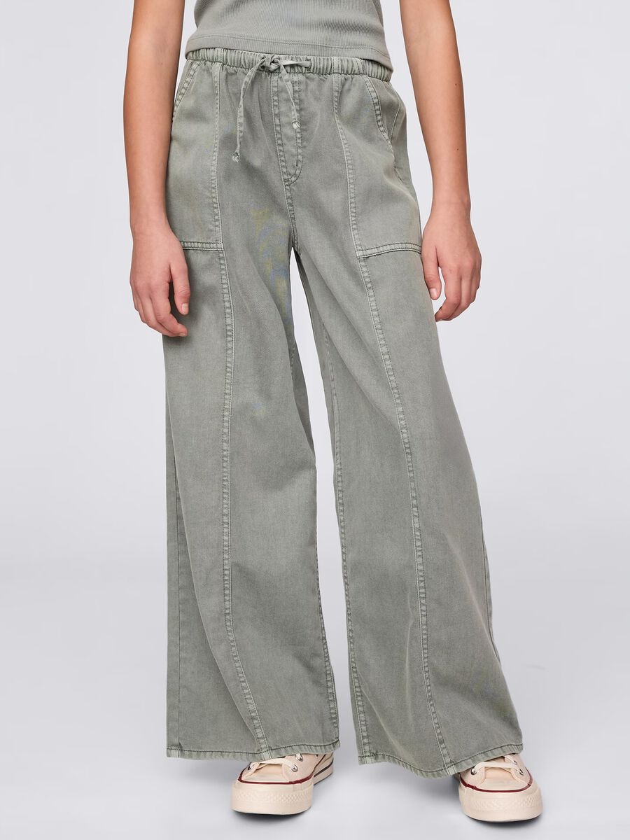 Pantaloni a palazzo in cotone e lyocell_1