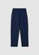 Blue stretch cotton trousers with elasticated waist_0