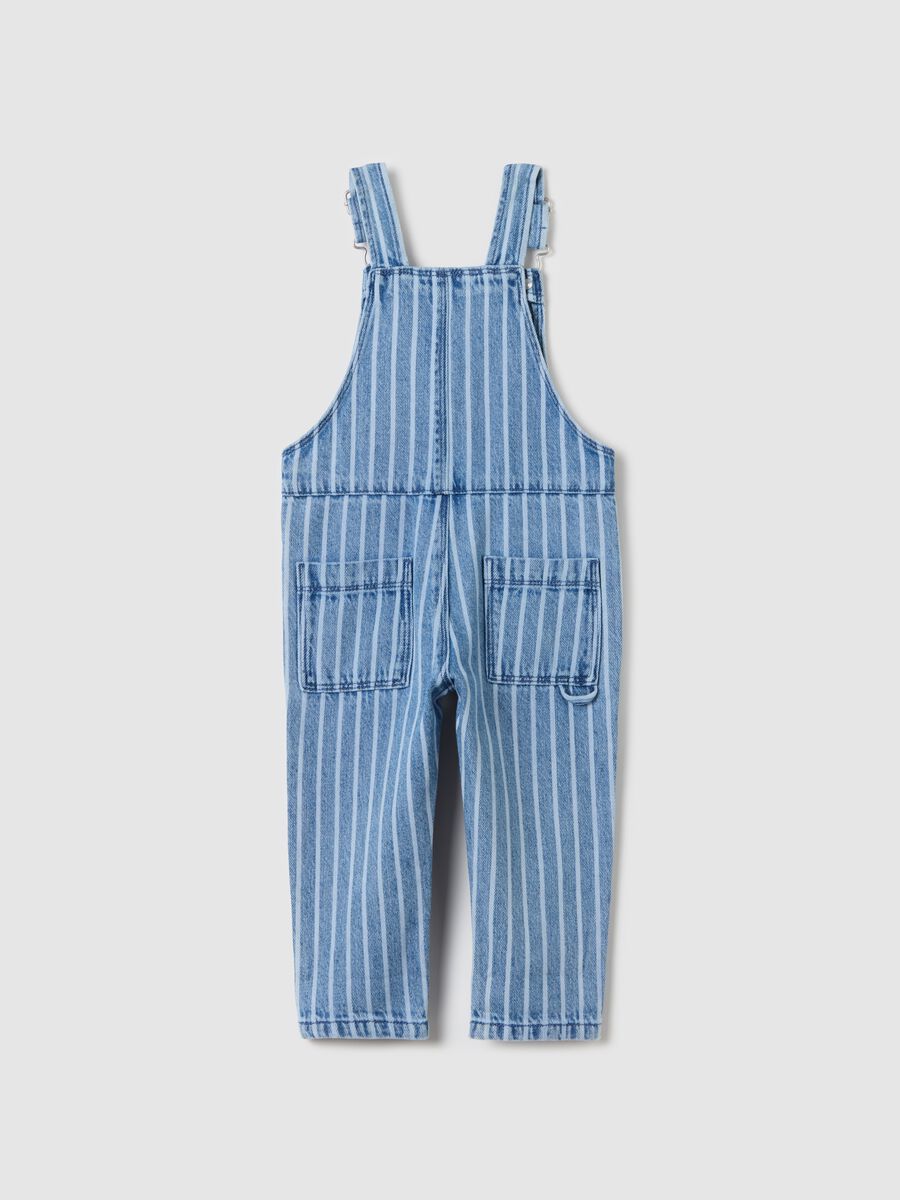 Denim dungarees with striped pattern_1
