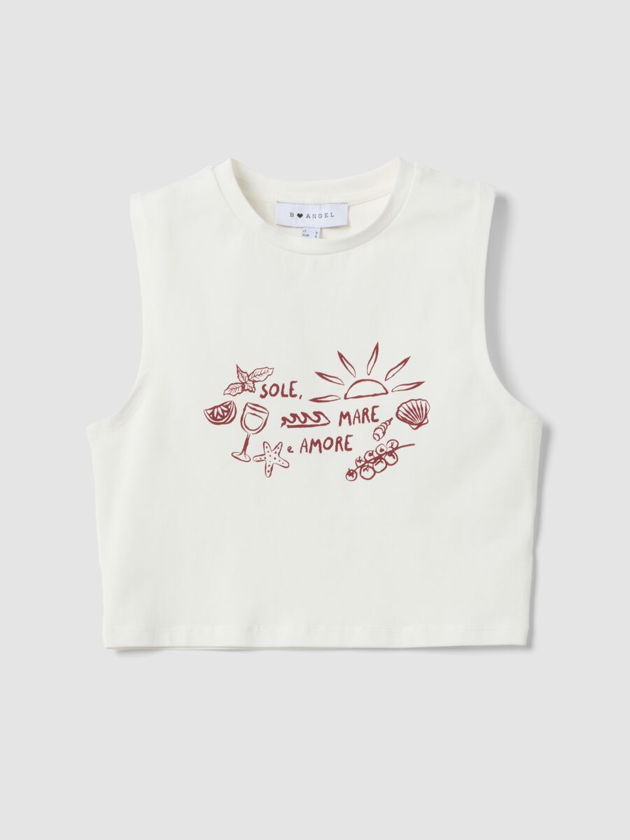White regular-fit stretch cotton tank top with prints_4
