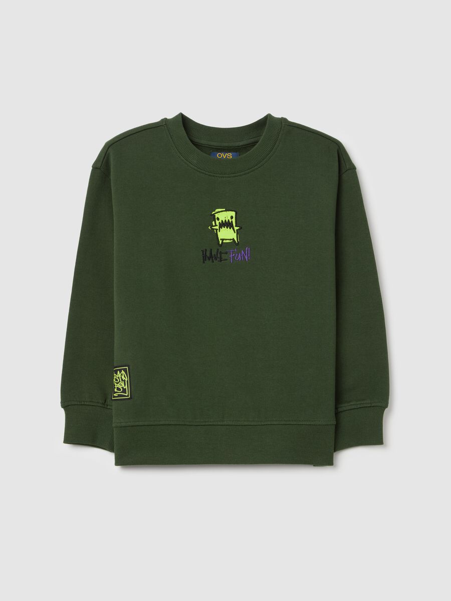 French terry sweatshirt with monster embroidery_0