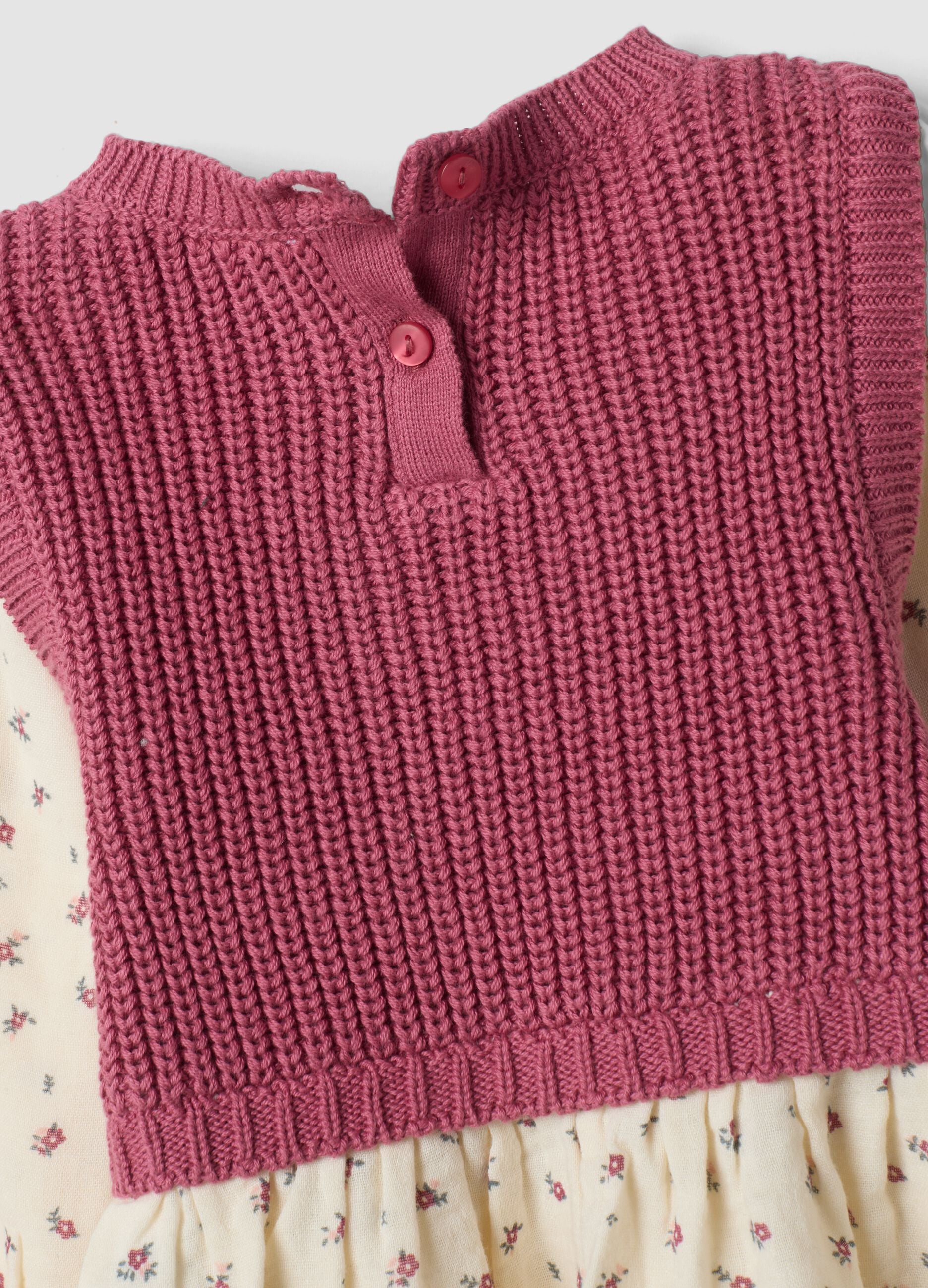 Maglia rosa girocollo in misto viscosa e cotone